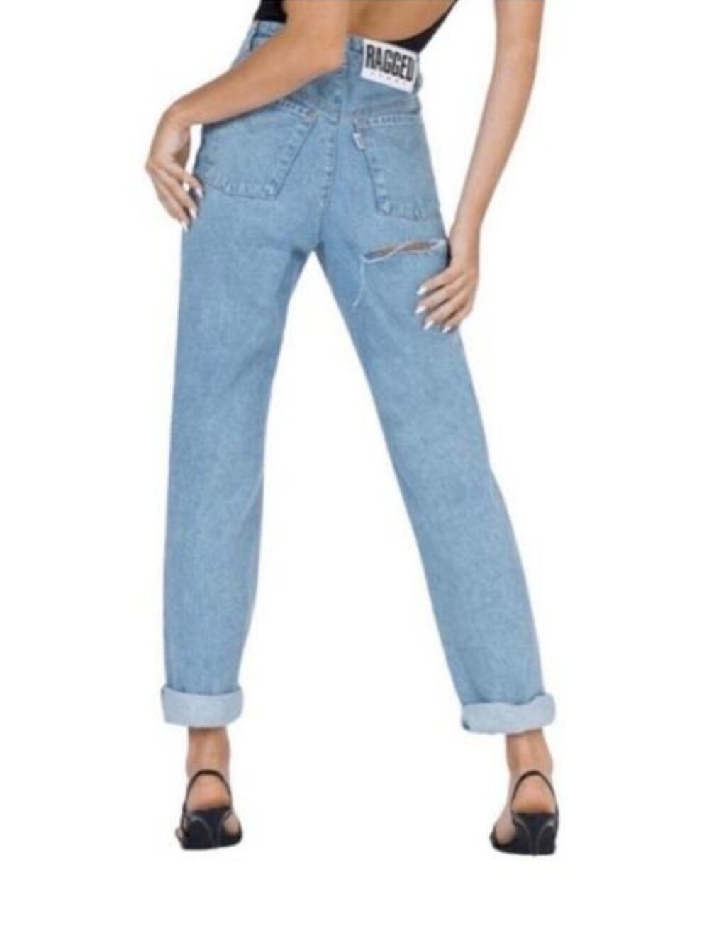 NWT Free People The Ragged Priest Back Slash High Rise Mom Jeans Size 4/28